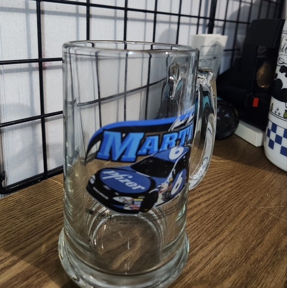 VINTAGE NASCAR Mark Martin #6 Phzer Embossed Glass Beer Mug - Picture 3 of 4